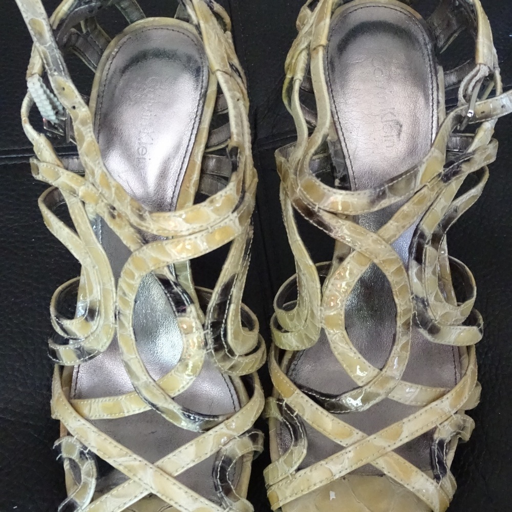 Calvin Klein Dylan Python Strappy Sandal 4" Heel